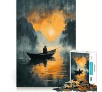 Rompecabezas Pescador Solitario al Atardecer para Adultos, 1000 Piezas, Juguete de lógica, antiestrés, Corte de precisión, Regalo para Festivales (38x26cm)