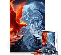 Rompecabezas Phoenix contra Dragon Mountain Peaks de 1000 Piezas para Adultos Juguete Inteligente para el hogar Bordes Lisos Artículo de colección (50x75cm)