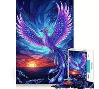 Rompecabezas Phoenix Rising de 1000 Piezas con diseño de vidrieras para Adultos Fortalece la Memoria Momentos cálidos Bordes limpios (38x52cm)