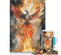 Rompecabezas Phoenix Rising Watercolor de 1000 Piezas para Adultos Juguete de lógica Estimulante para un Juego Relajante Bordes Transparentes Regalo conmovedor (38x52cm)
