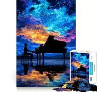 Rompecabezas Piano bajo Cielo Estrellado de 1000 Piezas para Adultos Juguete cognitivo Divertido Juego de construcción de imágenes Colección de Arte Pieza (50x75cm)
