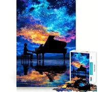 Rompecabezas Piano bajo Cielo Estrellado para Adultos, 1000 Piezas, lógica Clara, Juguete, pasatiempo Tranquilo, Corte Perfecto, Regalo Elegante (38x52cm)