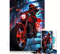 Rompecabezas Piloto Rojo en Motocicleta para Adolescentes, 1000 Piezas, Mejora la Memoria, Alivio de la Tensión, Bordes Precisos, Pieza de Bellas Artes (38x26cm)