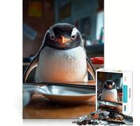Rompecabezas Pingüino Enojado en la Mesa para Adultos Juego de 1000 Piezas Que estimula el Pensamiento Estructura de Encaje precisa Fácil de Aprender Diversión para Toda la Familia (50x75cm)