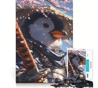 Rompecabezas Pingüino Samurái para Adolescentes 1000 Piezas Mejora la Memoria Alivia la Tensión Bordes Precisos Pieza de Bellas Artes (50x75cm)