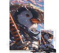 Rompecabezas Pingüino Samurái para Adolescentes 1000 Piezas Mejora la Memoria Alivia la Tensión Bordes Precisos Pieza de Bellas Artes (50x75cm)