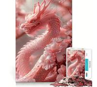 Rompecabezas Pink Blossom Dragon para Adolescentes, 1000 Piezas, Rompecabezas Mental, Juego Casual y Relajante, Regalo conmovedor (50x75cm)