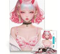 Rompecabezas Pink Oni Samurai para Adultos, 1000 Piezas, lógica Clara, Juguete, Tiempo Libre, Corte Perfecto, Regalo Creativo (38x26cm)