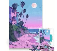 Rompecabezas Pink Sunset Beach para Adolescentes, 1000 Piezas, Wise Think Toy Gentle Leisure, Corte Ajustado, Lista de Deseos de Santa Claus (38x26cm)