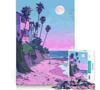 Rompecabezas Pink Sunset Beach para Adolescentes, 1000 Piezas, Wise Think Toy, Gentle Leisure, Tight Cut, Santa Wish List (50x75cm)