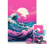 Rompecabezas Pink Sunset Wave de 1000 Piezas para Adolescentes Refuerza la Memoria, Calma y relajación Bordes de Calidad (50x75cm)
