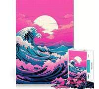 Rompecabezas Pink Sunset Wave para Adolescentes, 1000 Piezas, Rompecabezas Mental, Juego Casual y Relajante, Regalo conmovedor (38x52cm)