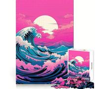 Rompecabezas Pink Sunset Wave para Adolescentes, 1000 Piezas, Rompecabezas Mental, Juego Casual y Relajante, Regalo conmovedor (38x52cm)