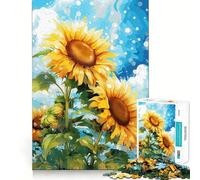 Rompecabezas Pintado de Girasoles para Adolescentes, 1000 Piezas, Juego de lógica, diversión en Interiores, Pieza de colección de Arte con Bordes precisos 38x52cm