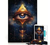 Rompecabezas Pirámide del Ojo Que Todo lo Ve,1000 Piezas,Juego de Habilidad Mental,Piezas de Ajuste, Actividad Nocturna para Toda la Familia (50x75cm)