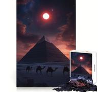 Rompecabezas Pirámides bajo la Luna Roja de 1000 Piezas para Adultos Juguete para desafiar la Mente Tiempo Libre Diseño nítido Regalo increíble (50x75cm)