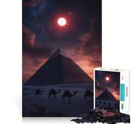 Rompecabezas Pirámides bajo la Luna Roja de 1000 Piezas para Adultos Juguete para desafiar la Mente Tiempo Libre Diseño nítido Regalo increíble (50x75cm)