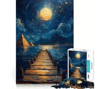Rompecabezas Pirámides bajo la luz de la Luna de 1000 Piezas para Adultos Juguete para desafiar la Mente Tiempo Libre Diseño nítido Regalo increíble (38x26cm)