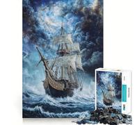 Rompecabezas Piratas en la Tormenta para Adultos, 1000 Piezas, Juguete para ejercitar la Mente, pasatiempo Tranquilo, diseño, Montaje, Regalo navideño (50x75cm)
