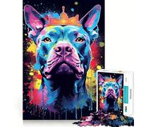 Rompecabezas Pit Bull Crown Pitbull para Adolescentes 1000 Piezas Mejora la Memoria Tiempo Sereno Corte Premium Regalo de cumpleaños (38x26cm)