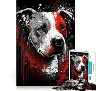 Rompecabezas Pit Bull Ink Portrait de 1000 Piezas para Adultos Fortalece la Memoria, Calma la Mente, cálida Sorpresa (38x52cm)