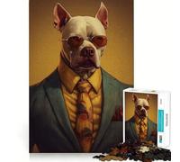 Rompecabezas Pit Bull Swag de 1000 Piezas para Adultos Juguete Inteligente para el hogar Corte Suave Sorpresa navideña (38x26cm)