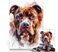 Rompecabezas Pitbull Acuarela de 1000 Piezas para Adultos Ayuda a Mejorar la Memoria y Calma la Mente Diseño, Montaje y Regalo Creativo (50x75cm)