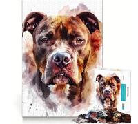 Rompecabezas Pitbull Acuarela de 1000 Piezas para Adultos Ayuda a Mejorar la Memoria y Calma la Mente Diseño, Montaje y Regalo Creativo (50x75cm)