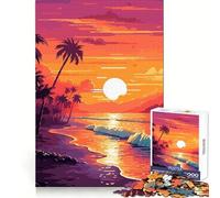 Rompecabezas Pixel Art de Atardecer en la Playa de 1000 Piezas para Adolescentes Piensa Que tu Tiempo de Entrenamiento Está Bien Empleado Bordes Definidos Regalo Festivo (50x75cm)