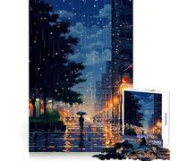 Rompecabezas Pixel Art de Ciudad Lluviosa y Tranquila para Adultos,1000 Retos de Pensamiento,Diversión Silenciosa,Sin Bordes Asperezosos,Regalo Festivo (38x52cm)