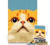 Rompecabezas Pixel Art de Gato con Cara Curiosa para Adolescentes, 1000 Piezas, Recuerdo Afilado, Actividad Relajante, Ajuste Perfecto, (38x52cm)