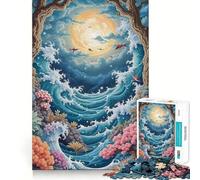 Rompecabezas Pixel Art Ocean Moon Fantasy de 1000 Piezas para Adolescentes Juguete de lógica Fuerte para Relajarse mentalmente Bordes definidos Regalo Elegante (38x26cm)