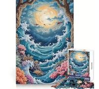 Rompecabezas Pixel Art Ocean Moon Fantasy de 1000 Piezas para Adolescentes Juguete de lógica Fuerte para Relajarse mentalmente Bordes definidos Regalo Elegante (38x26cm)