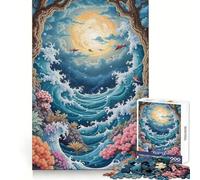 Rompecabezas Pixel Art Ocean Moon Fantasy de 1000 Piezas para Adolescentes, Juguete Mental para aliviar el estrés, Corte Premium, (38x52cm)