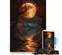 Rompecabezas Pixel Art Paisaje Otoñal con Luna, 1000 Piezas, para Adultos, Juguete de Lógica Eficaz, Tiempo Libre, Arte de Borde Fijo, Coleccionable (50x75cm)