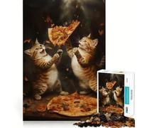Rompecabezas Pizza Cat Food Fight de 1000 Piezas para Adultos: Mejora la Memoria, Alivia la ansiedad, diseño artístico para armar, Regalo (38x26cm)