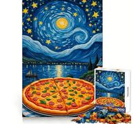 Rompecabezas Pizza Noche Estrellada de 1000 Piezas para Adultos Ayuda a Mejorar la Memoria y Alivia la ansiedad Diseño artístico para armar Regalo Ideal (38x52cm)