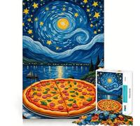 Rompecabezas Pizza Noche Estrellada de 1000 Piezas para Adultos, Juguete de lógica Fina, Tiempo Libre, Arte de Bordes limpios, Coleccionable (50x75cm)
