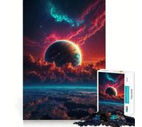 Rompecabezas Planet Rise in Nebula de 1000 Piezas para Adultos Juguete Inteligente para el hogar Disfrute de Bordes Afilados Artículo de Santa Claus (38x26cm)