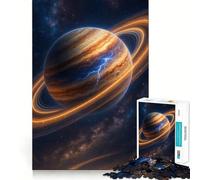 Rompecabezas Planeta anillado con relámpagos en el Espacio para Adultos, 1000 Piezas, Juego Inteligente, patrón Tranquilo y Relajante, Regalo increíble (38x52cm)