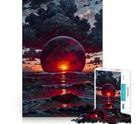 Rompecabezas Planeta Rojo Ascendiendo sobre el Océano, 1000 Piezas, para Adolescentes, Juguete de Lógica Fuerte, Tiempo en Familia, Borde Transparente, Sorpresa Cálida (38x26cm)