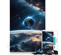 Rompecabezas Planeta Tierra Desde el Espacio, 1000 Piezas, para Adultos Mejora la Memoria Divertido y Relajante Bordes Afilados Regalo Ideal para Las Fiestas (38x52cm)