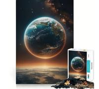 Rompecabezas Planeta Tierra Espacio Estrellas para Adolescentes 1000 Piezas Mejora la Memoria Tiempo de Serenidad Corte Premium Regalo de Cumpleaños (38x52cm)