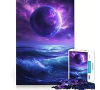 Rompecabezas Planeta y Océano Morado de 1000 Piezas para Adultos, Juguete para ejercitar la Mente y el Cerebro, Ideal para el hogar y el Ocio, con Bordes Ajustados, Regalo de Papá Noel (38x52cm)