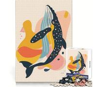 Rompecabezas Plano Abstracto de Ballena para Adultos, 1000 Piezas, Creativo, para aliviar el estrés, Divertido, con Bordes precisos, Ideal para una Navidad Divertida (38x26cm)