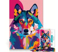 Rompecabezas Plano Abstracto de Lobo de 1000 Piezas para Adultos Juego Que estimula la Mente Superficie Lisa y sin Rebabas Un pasatiempo Fascinante para los Momentos de Ocio (38x52cm)