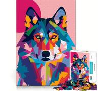 Rompecabezas Plano Abstracto de Lobo para Adultos,1000 Piezas,Juego de concentración Mental,Corte láser, Actividad Nocturna Divertida para Toda la Familia (50x75cm)