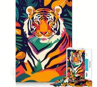 Rompecabezas Plano Abstracto de Tigre de 1000 Piezas para Adultos Juguete Inteligente para Jugar en Interiores Corte preciso Un Regalo Encantador 38x52cm