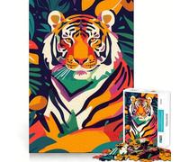 Rompecabezas Plano Abstracto de Tigre de 1000 Piezas para Adultos Regalos para Fortalecer la Memoria y Relajarse Tiempo de Calidad Artículo de Santa Claus 38x26cm