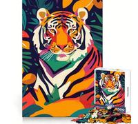 Rompecabezas Plano Abstracto de Tigre de 1000 Piezas para Adultos Regalos para Fortalecer la Memoria y Relajarse Tiempo de Calidad Artículo de Santa Claus 38x26cm